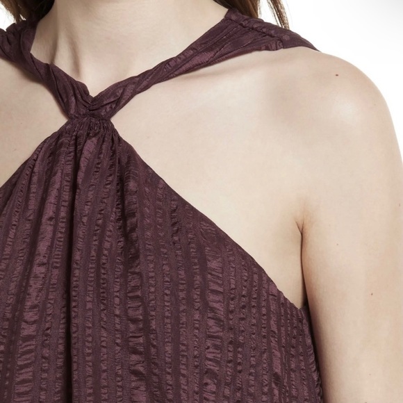 NEW FRAME PURPLE TEXTURED SILK HALTER TOP - Picture 3 of 9